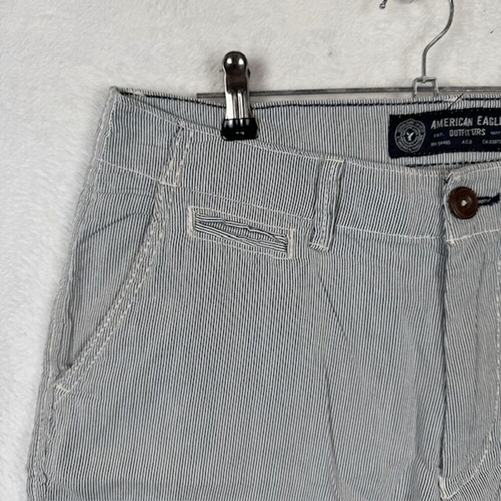 American Eagle Classic Flat Front Seersucker Shorts‎ Blue White 31 - Picture 2 of 16